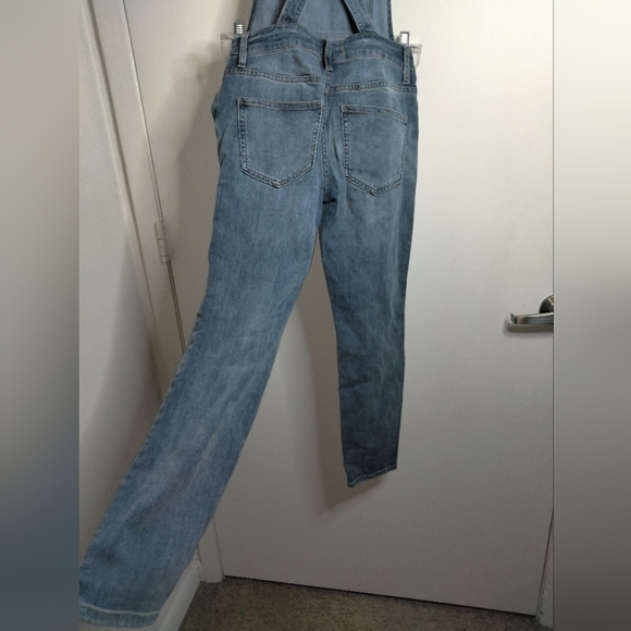 Free People (Size 25) Medium Wash Distress Side Button Zip Denim Jean Overvalls - Picture 15 of 16